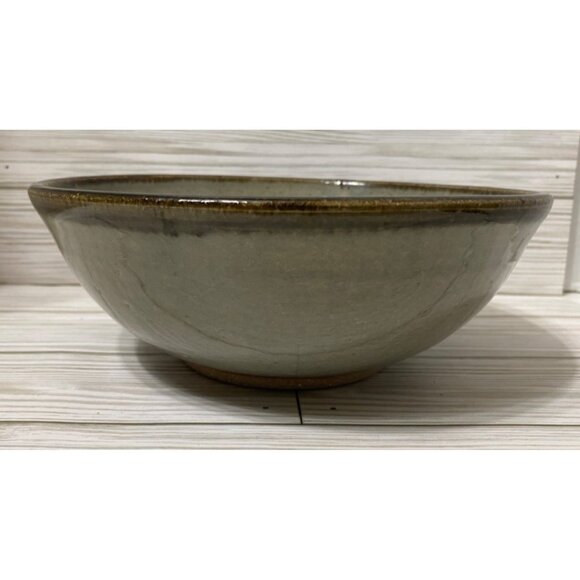 Handcrafted Artisan Pottery Bowl With Earthy Glaze & Abstract Design Light Gray - Picture 3 of 5